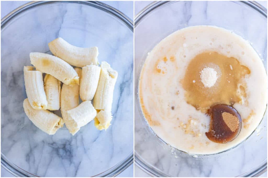 showing how to make vegan banana bread