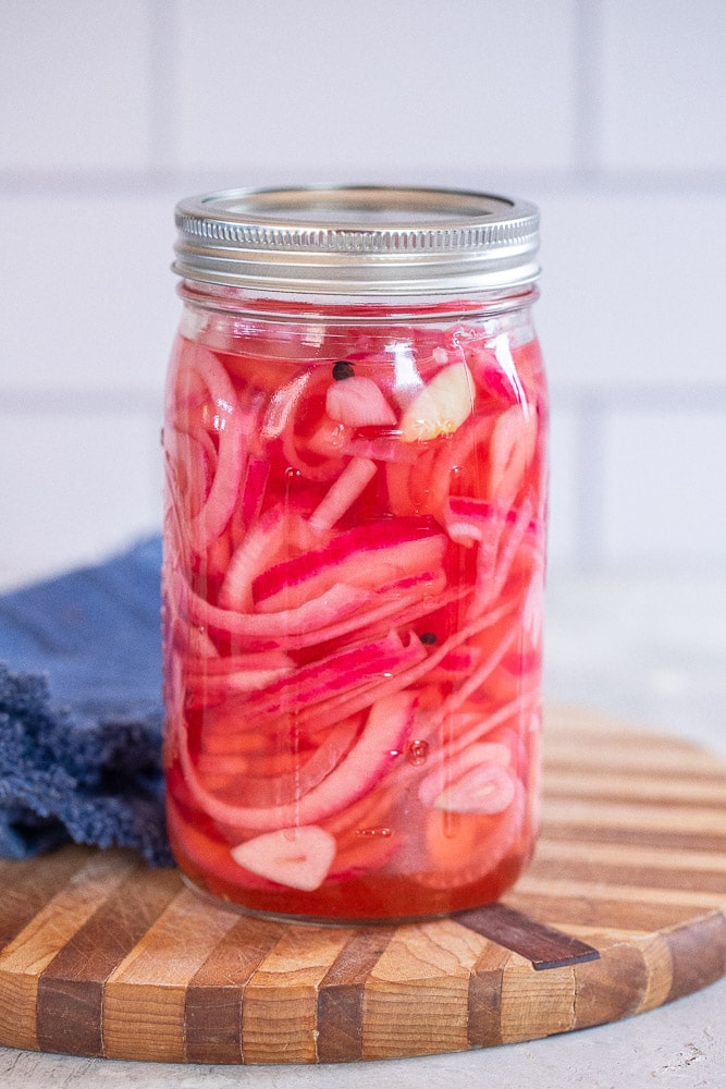 pickled onions in a jar