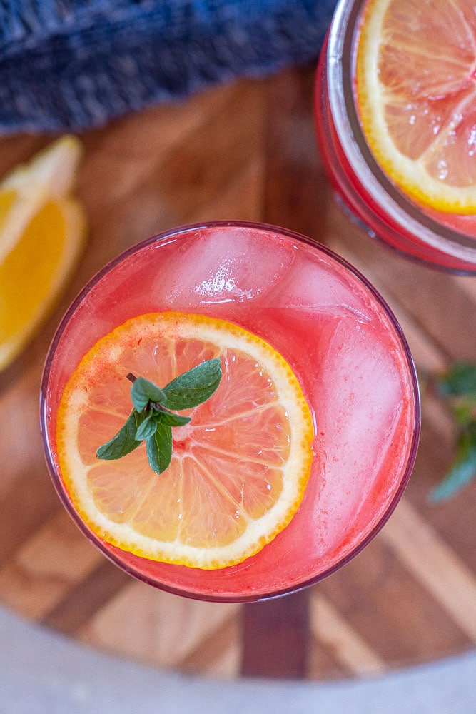 close up of a cup of refreshing watermelon lemonade