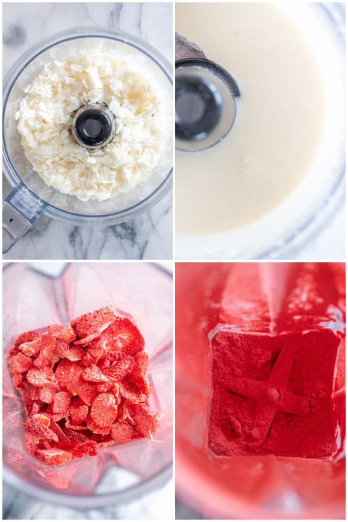 showing how to make strawberry coconut chocolate cups