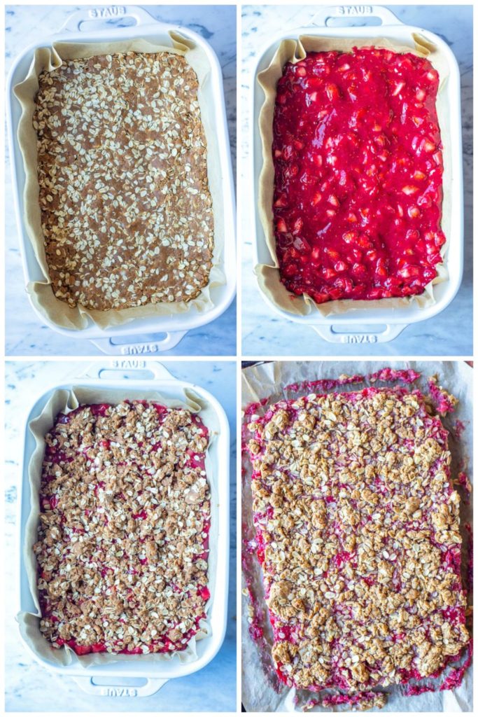 Showing how to make this peanut butter and jelly bar recipe
