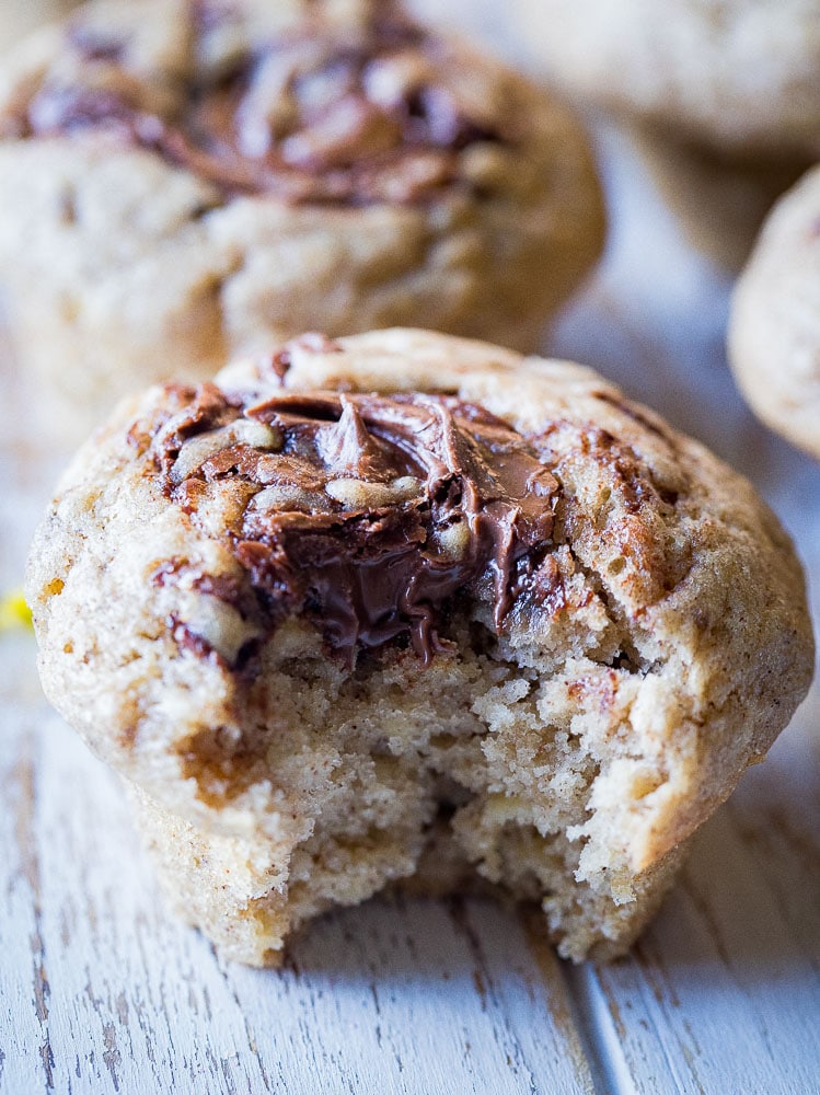 banana muffin with a bite taken out of it