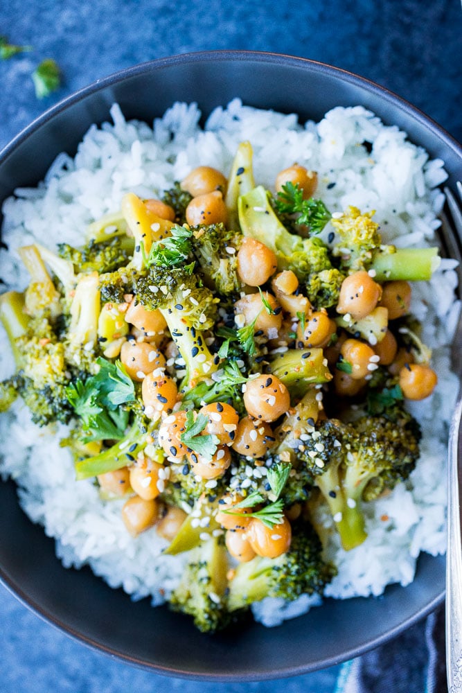 Close up view of vegetable stir fry