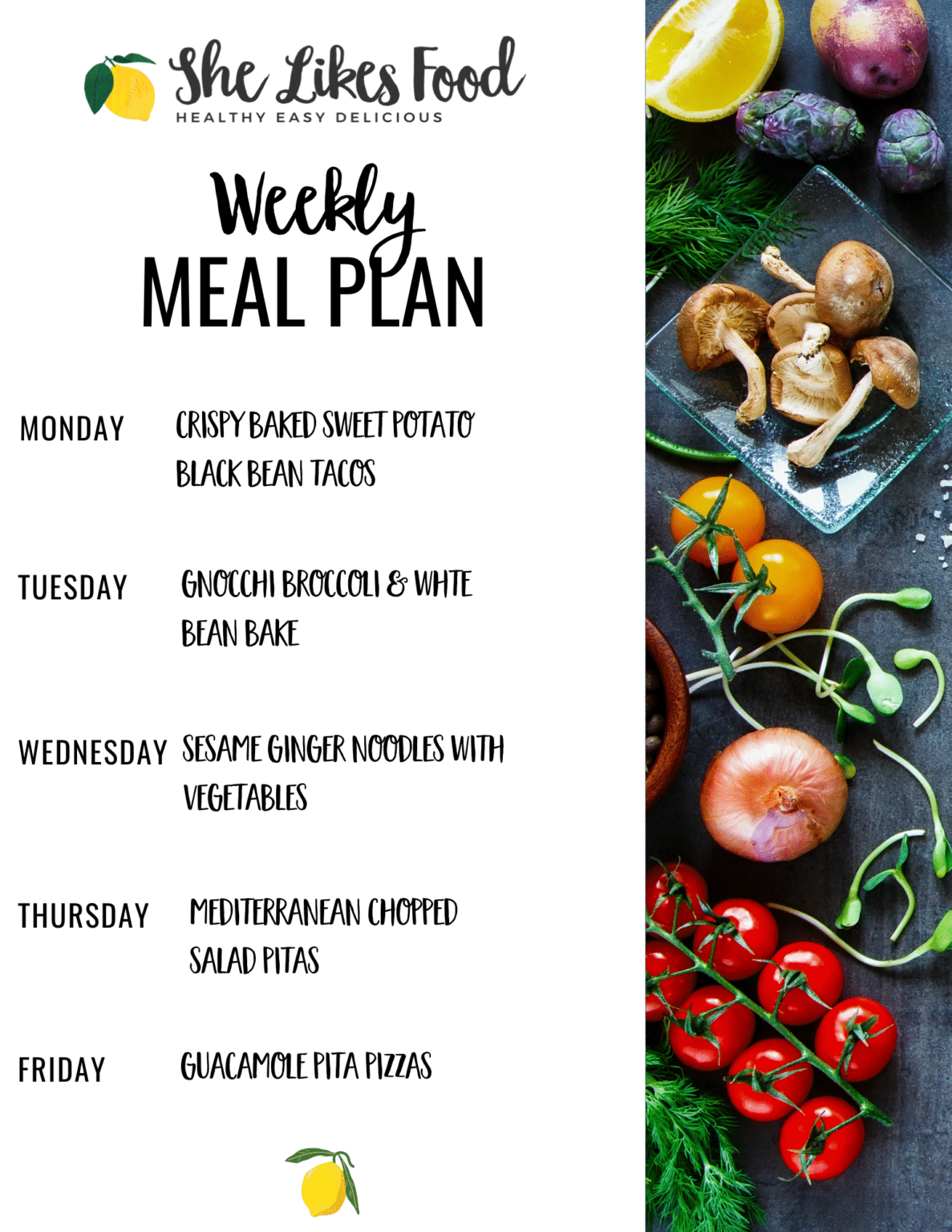 Weekly Vegetarian Meal Plans She Likes Food