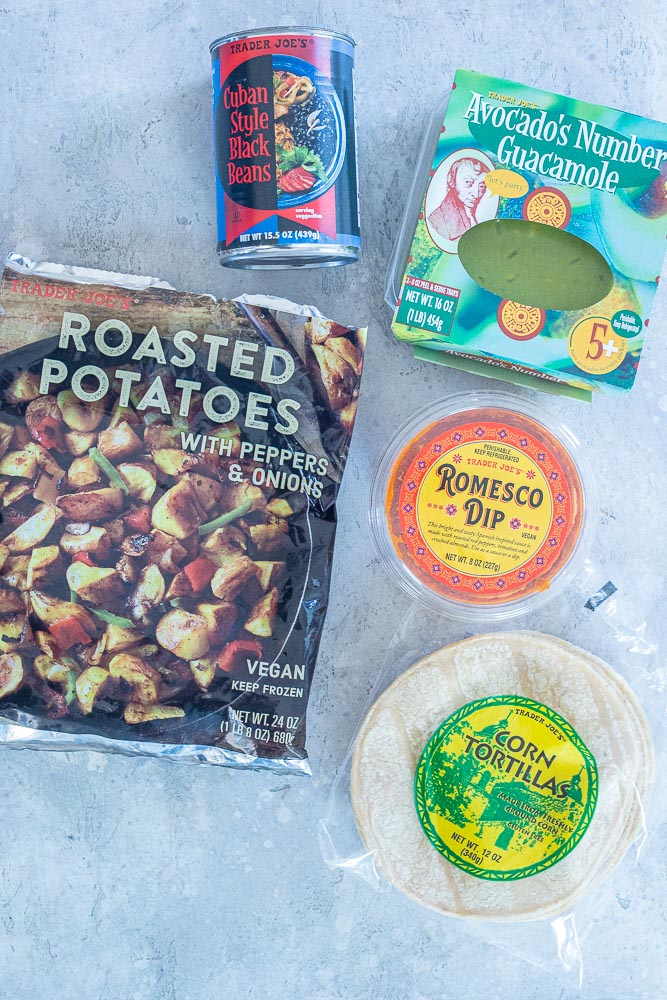 Trader Joe's ingredients for this spicy potato taco recipe