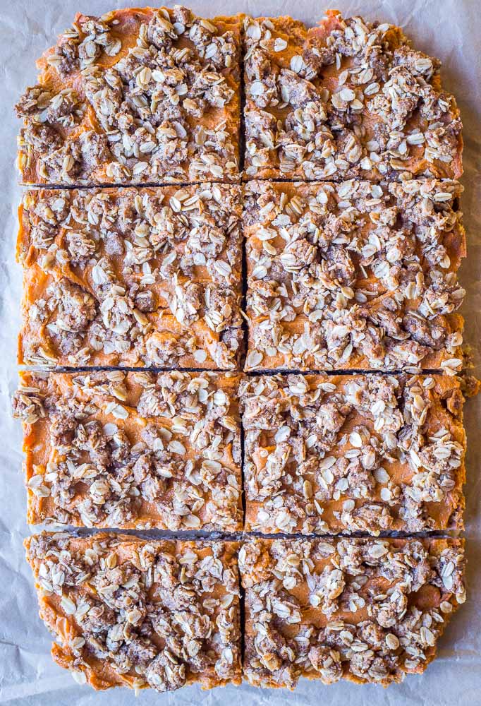 sweet potato pie bar recipe cut into pieces