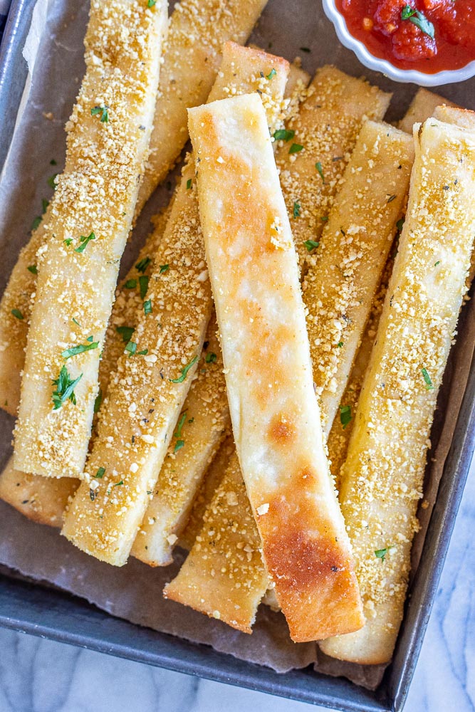 a crispy and delicious bread stick close up