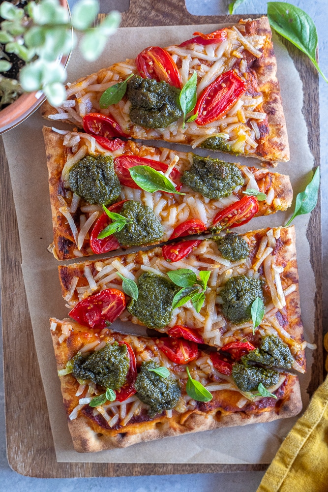 Trader Joe's 5 Ingredients Vegan Tomato Pesto Pizza She Likes Food