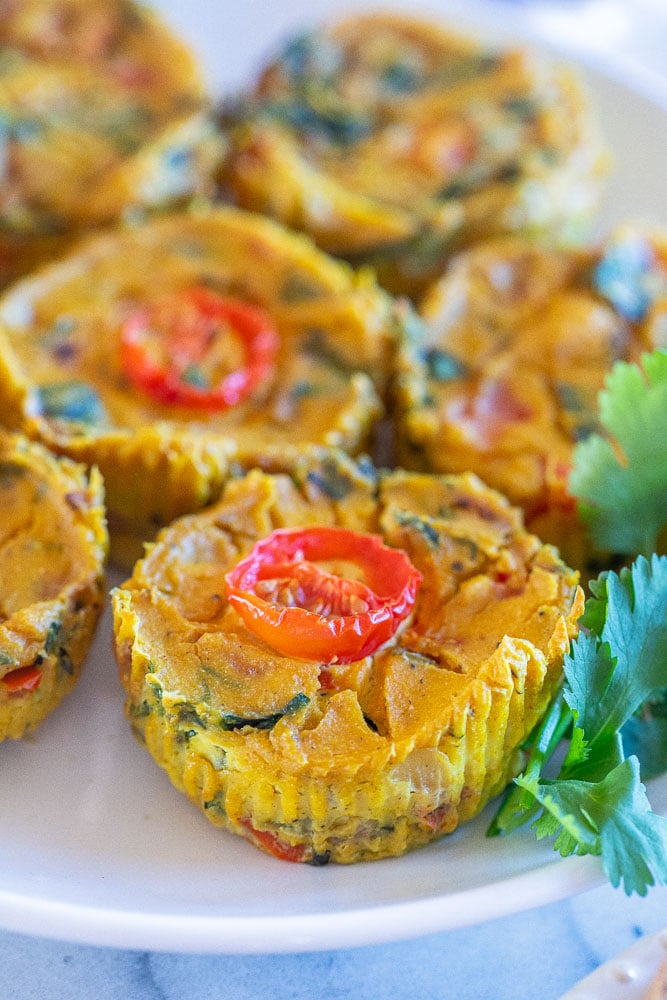 close up of a vegan egg cup on a plate