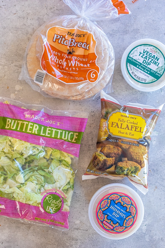 All the ingredients you need to make your vegan falafel pitas