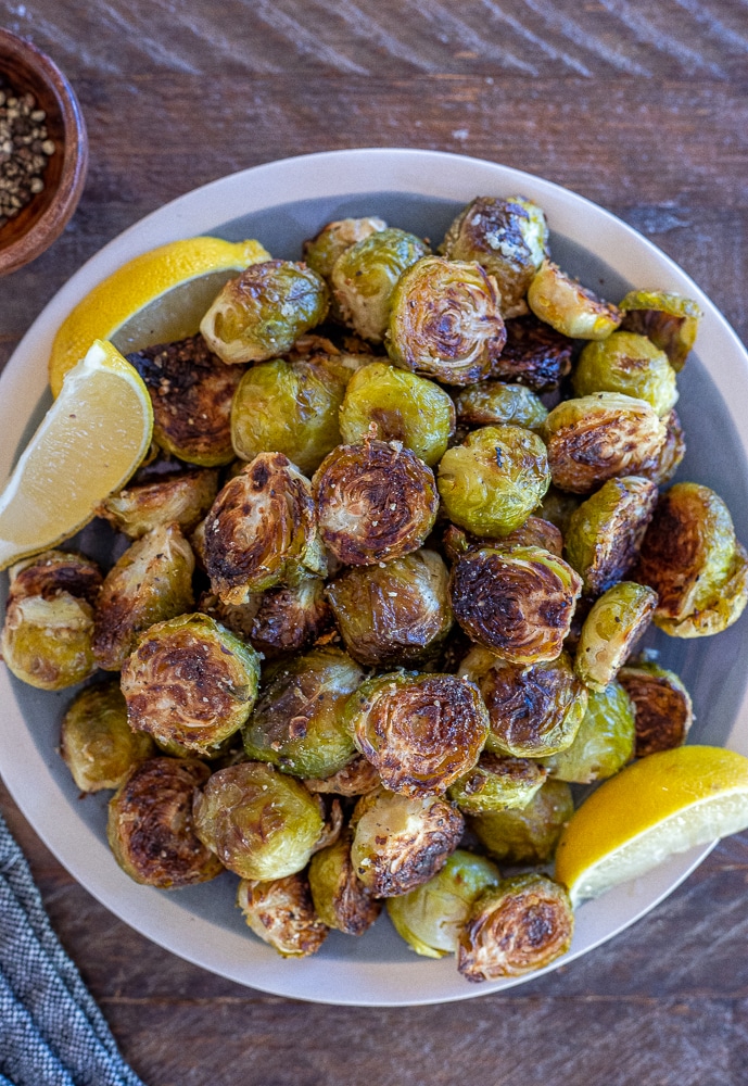 Lemon Pepper Roasted Brussels Sprouts She Likes Food