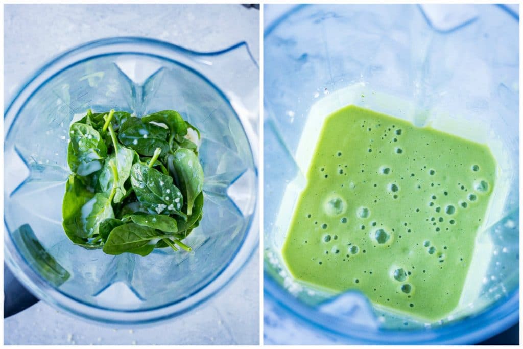 showing how to make a kid friendly green smoothie recipe in a blender