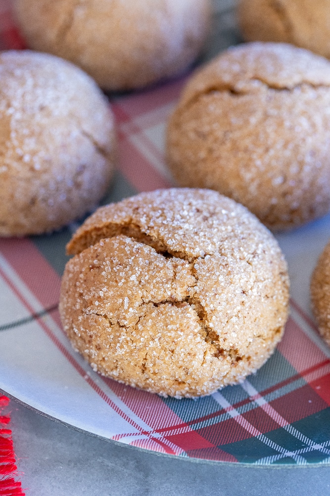 close up of a round maple cookie