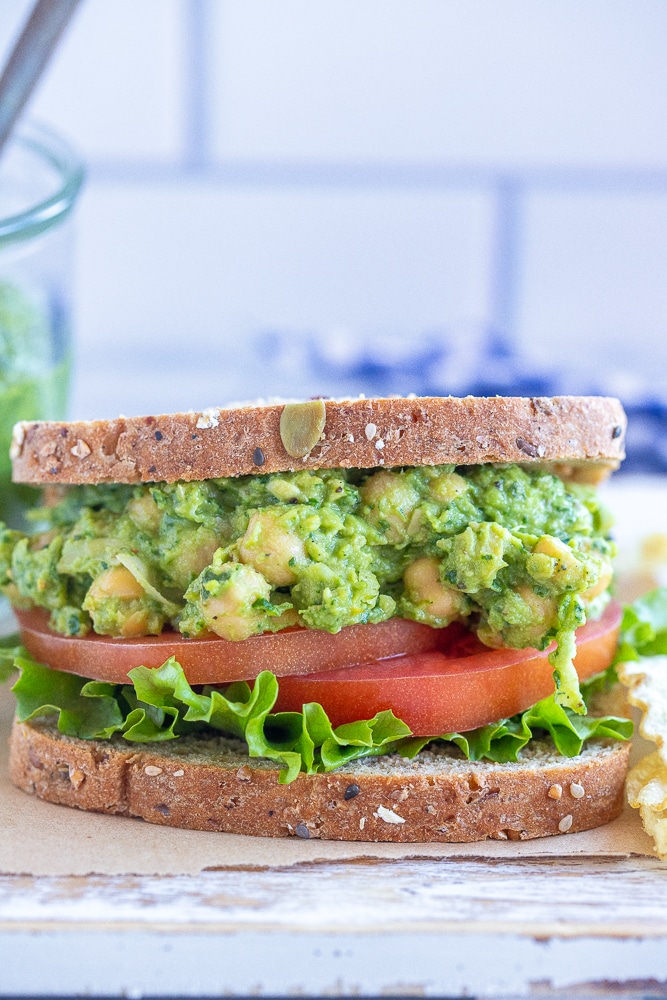 Avocado Pesto Chickpea Sandwiches She Likes Food