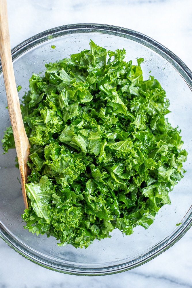 bowl of massaged kale