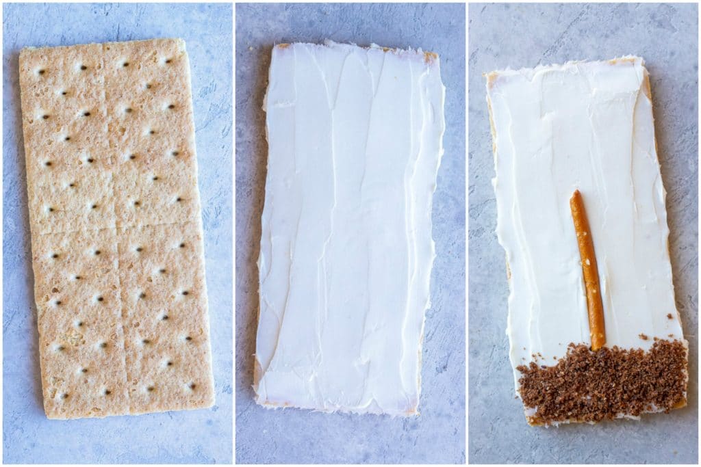 Showing how to make flower garden graham crackers in three easy steps