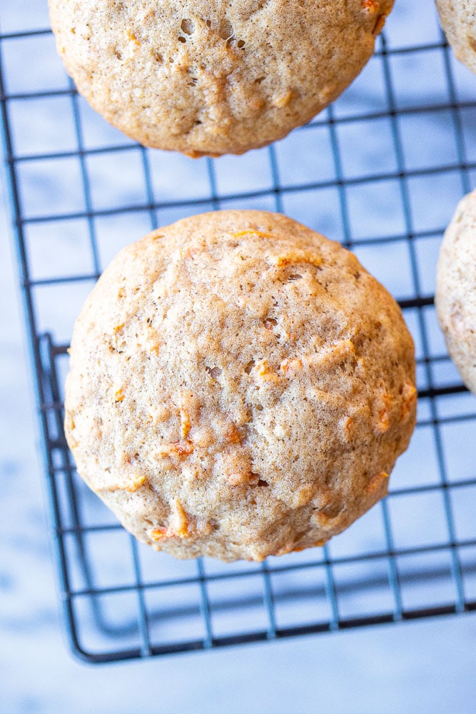 carrot cake muffin on a cooling tray