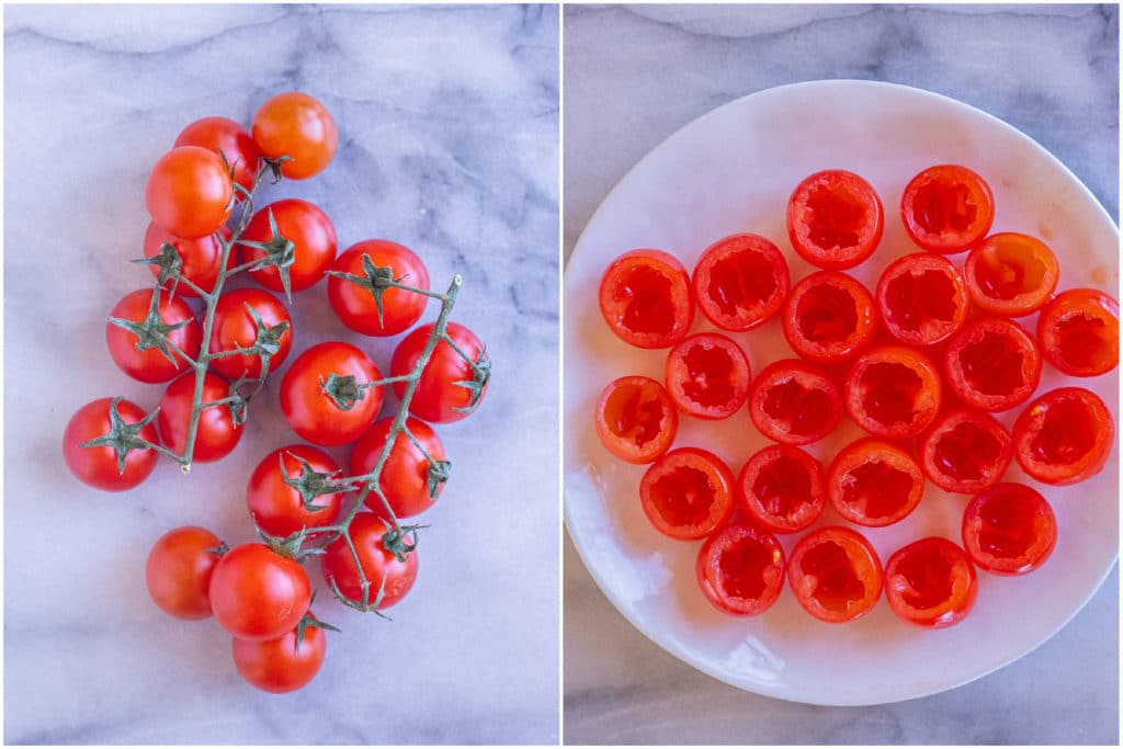 cherry tomatoes that have been scooped out