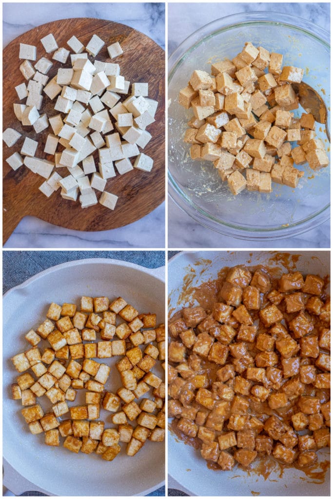 photos showing how to make the best peanut butter tofu recipe