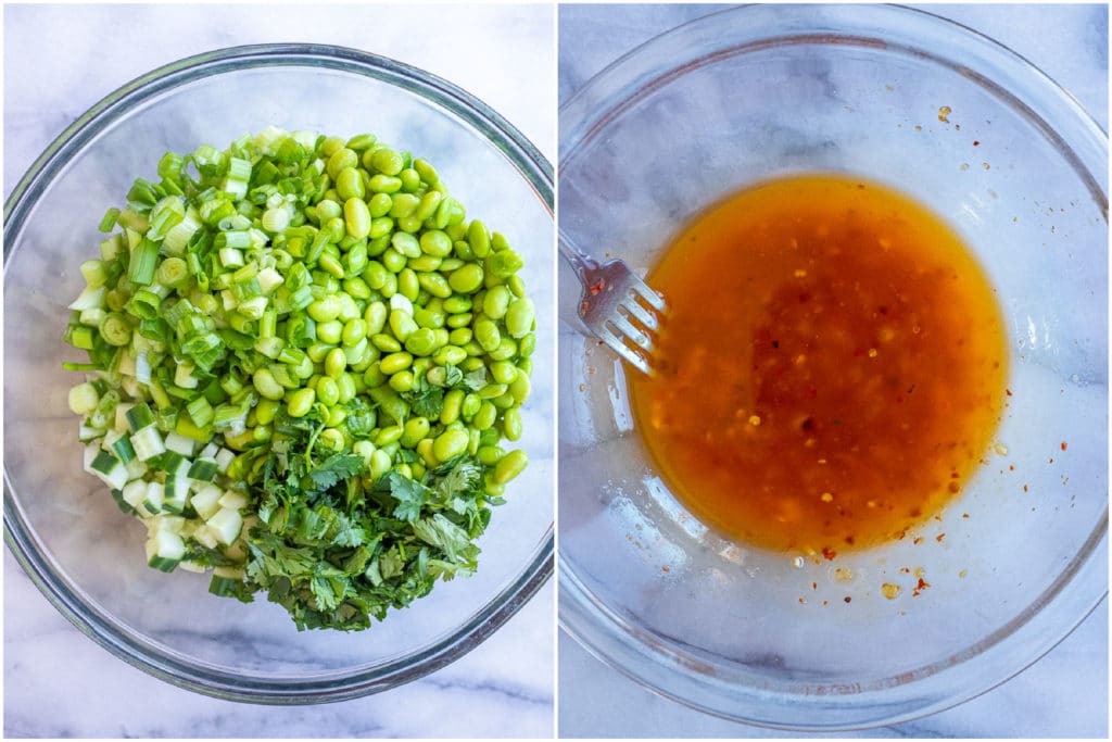 shows how to make this refreshing cucumber salad with all the ingredients in one bowl with dressing
