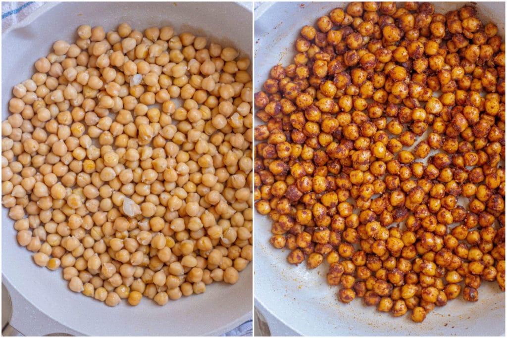 showing how to make these seasoned chickpea tacos