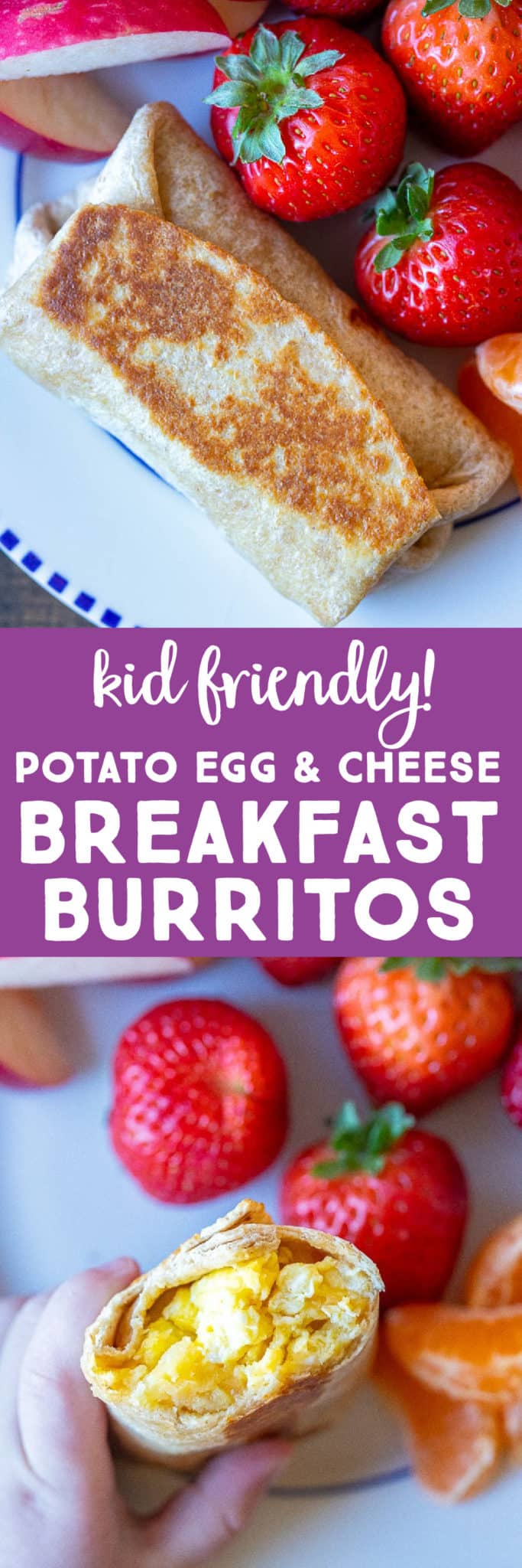 Potato Egg and Cheese Breakfast Burritos (great for kids!) - She Likes Food