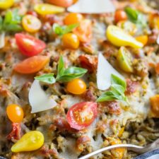 Baked Pesto Orzo with Cherry Tomatoes and Feta Cheese-image