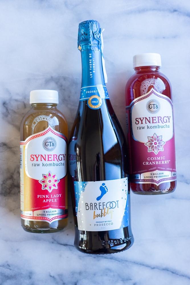 Ingredients need to make delicious kombucha mimosas
