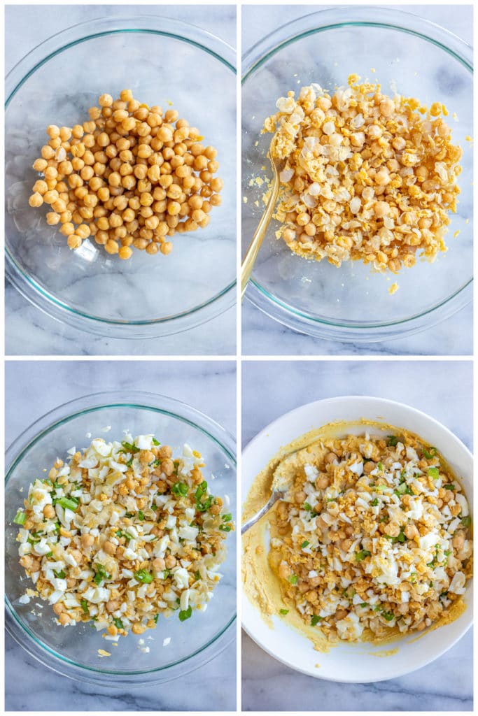 mashed chickpeas for the curried egg salad