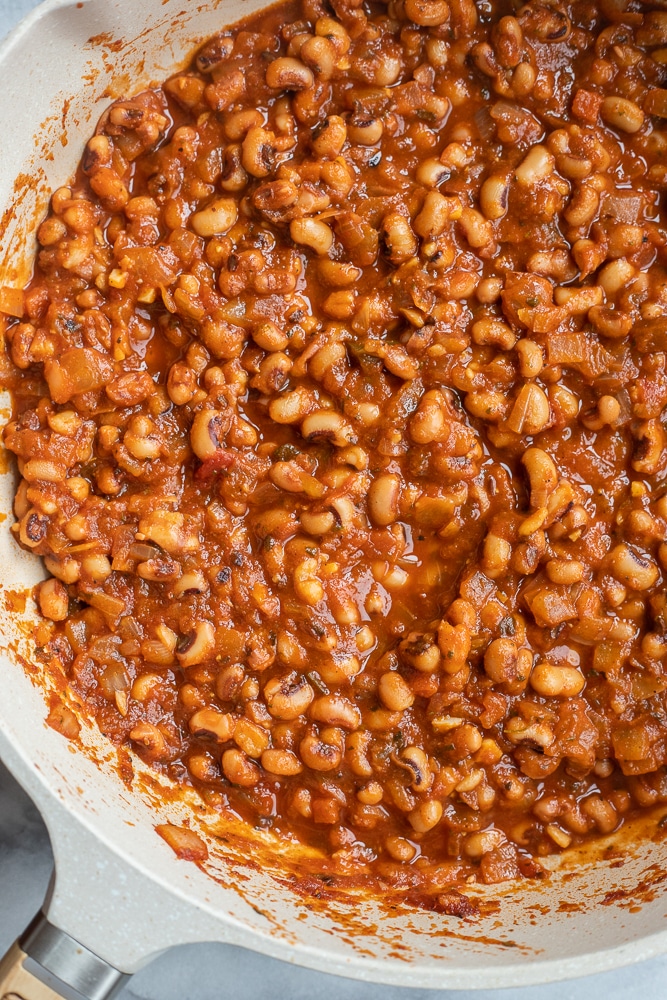 BBQ Black Eyed Peas in a pan