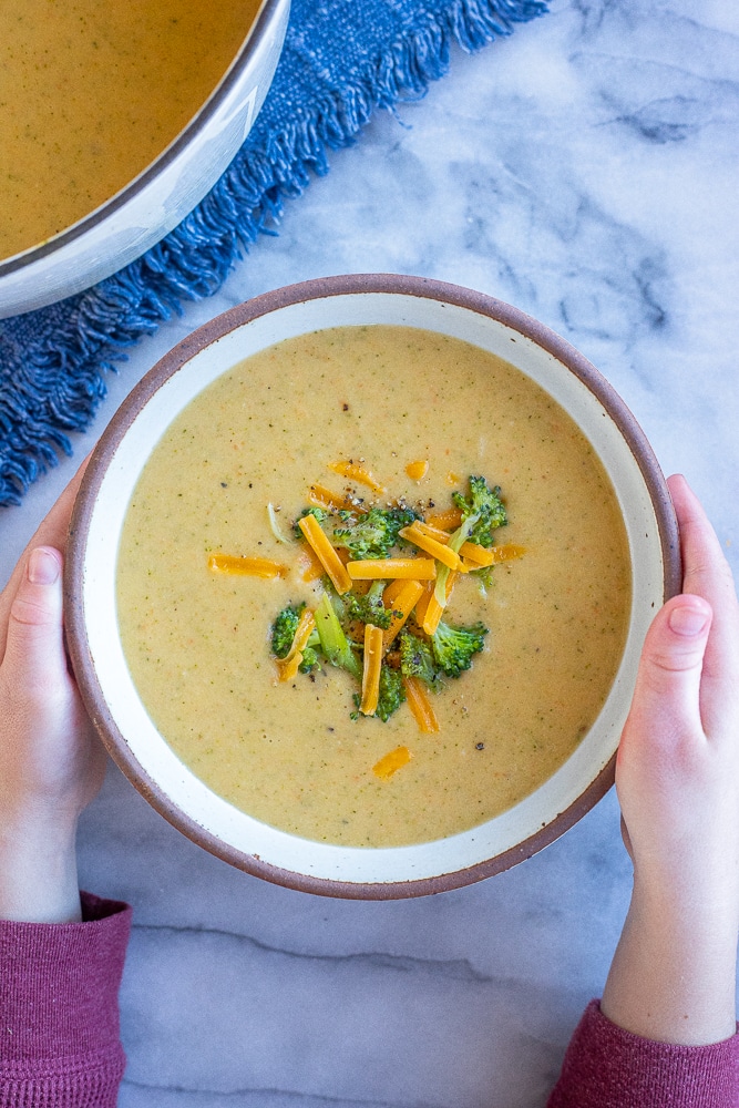 Veggie Packed Creamy Broccoli Cheddar Soup She Likes Food
