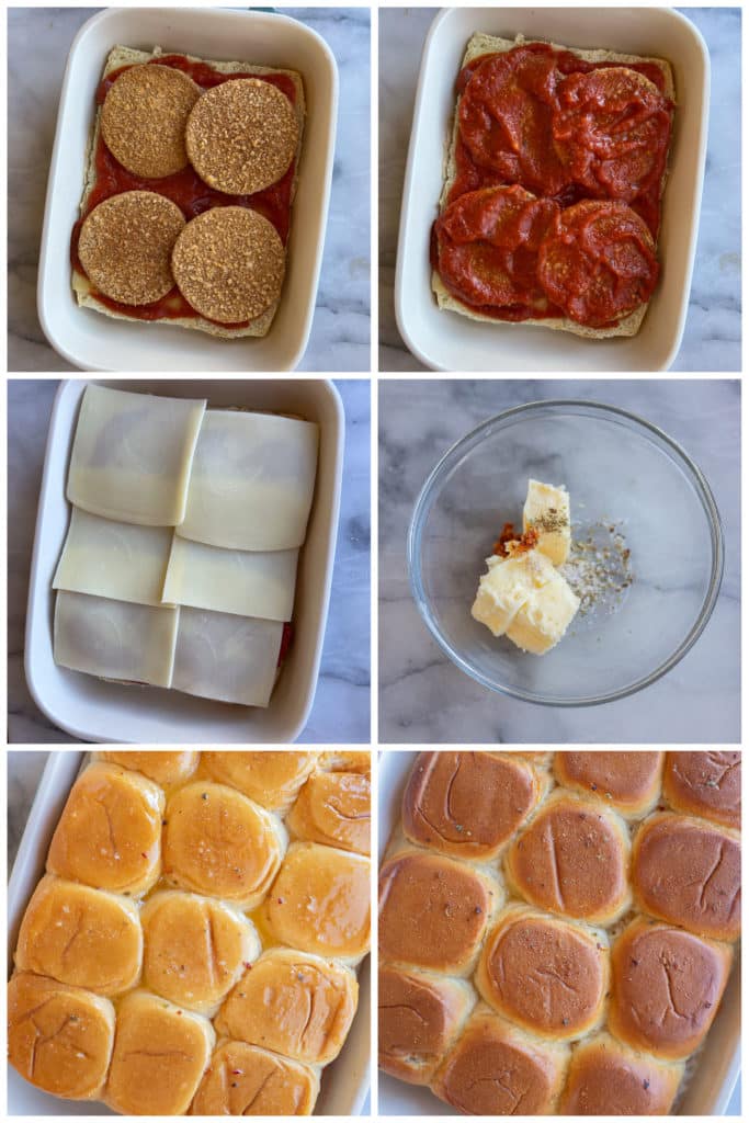 showing how to make chicken parmesan sliders with just a few vegetarian ingredients
