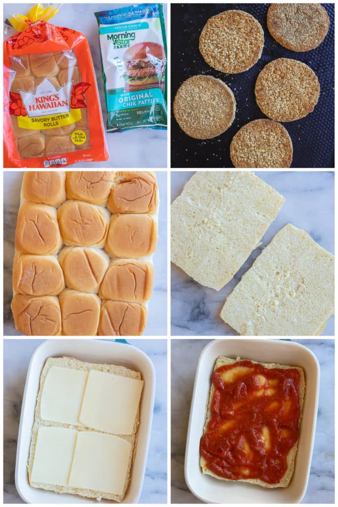 showing how to make vegetarian sliders with kinds Hawaiian buns