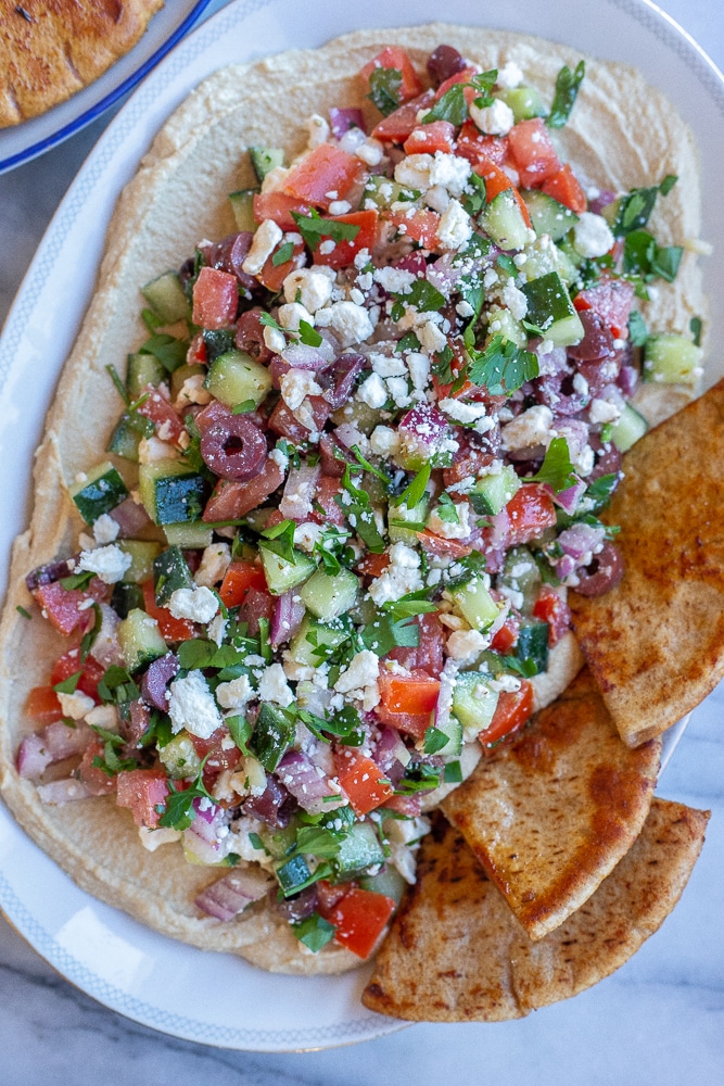 Greek Salad Hummus Dip She Likes Food