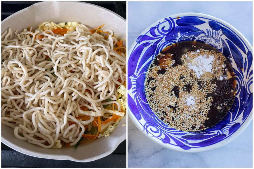 showing how to make this easy vegetable lo mein recipe