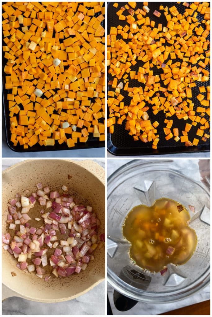 showing how to make roasted butternut squash soup 