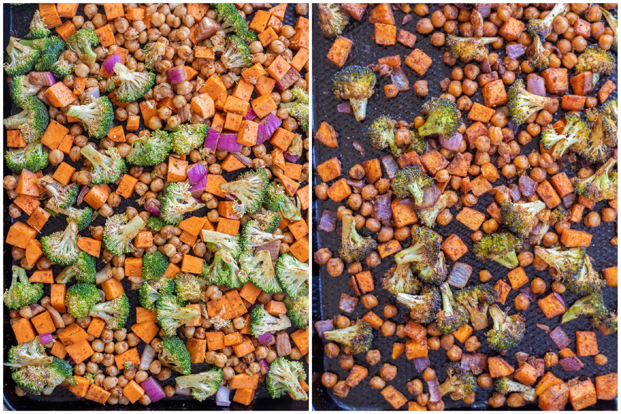 Roasted Sweet Potato, Broccoli and Chickpea Tacos with Green Tahini