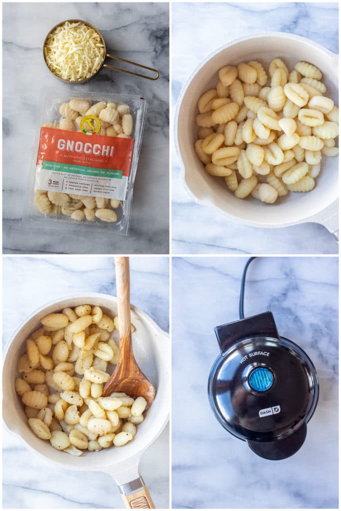 showing ingredients need to make these gnocchi chaffles recipe