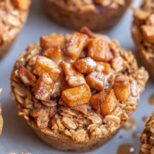 Caramelized Apple and Peanut Butter Baked Oatmeal Cups-image
