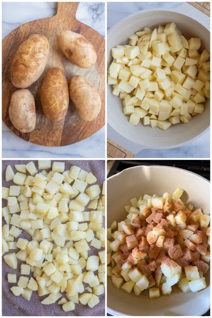 showing how to make the crispy potatoes for these potato tacos