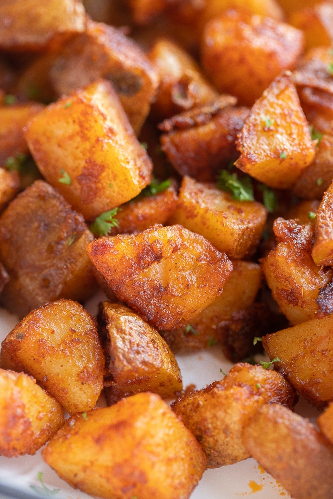 close up of homemade home fries