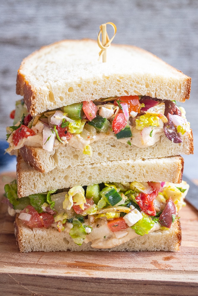 Greek Salad Sandwiches with Hummus - She Likes Food