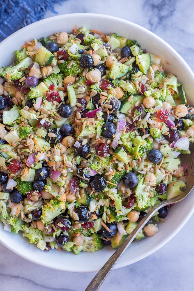 Broccoli Blueberry Salad with Chickpeas