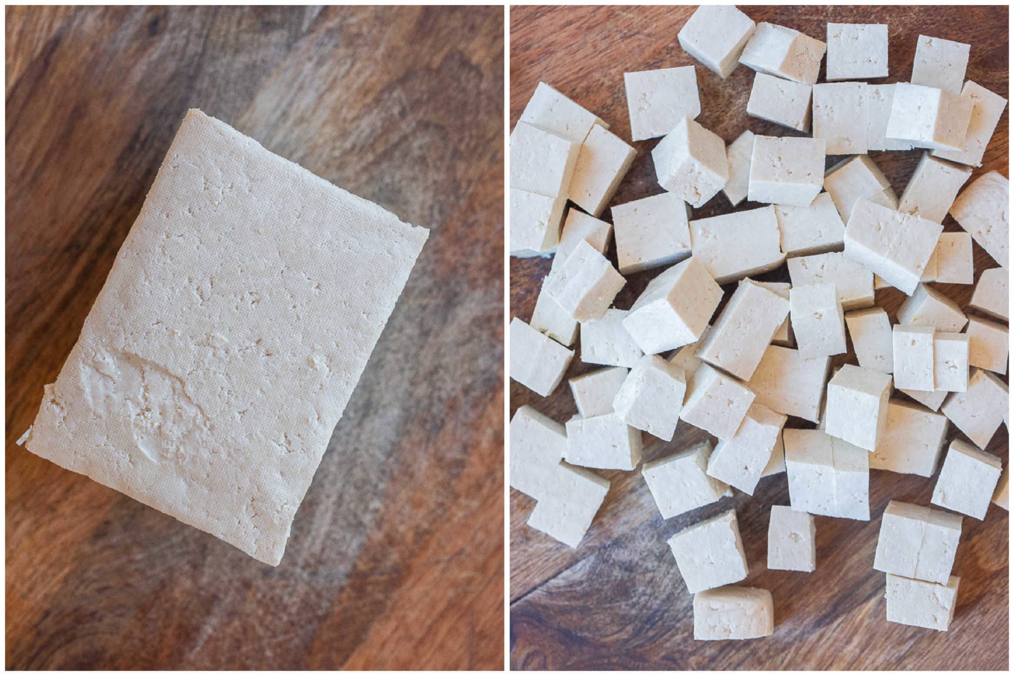 super firm tofu in a block and then cut into cubes