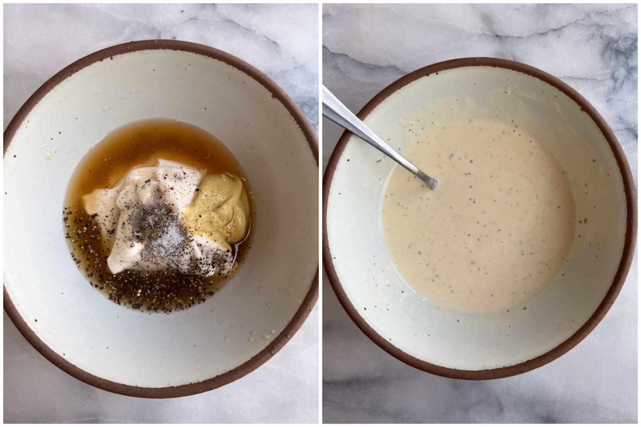 showing how to make an easy homemade coleslaw dressing