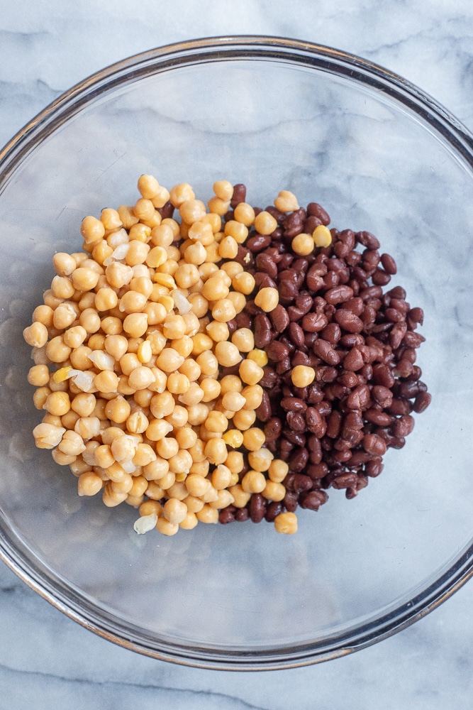 chickpeas and black beans are the base of this black bean salad