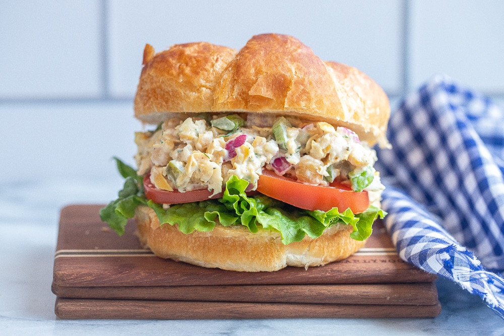 tuna salad croissant with lettuce and tomato