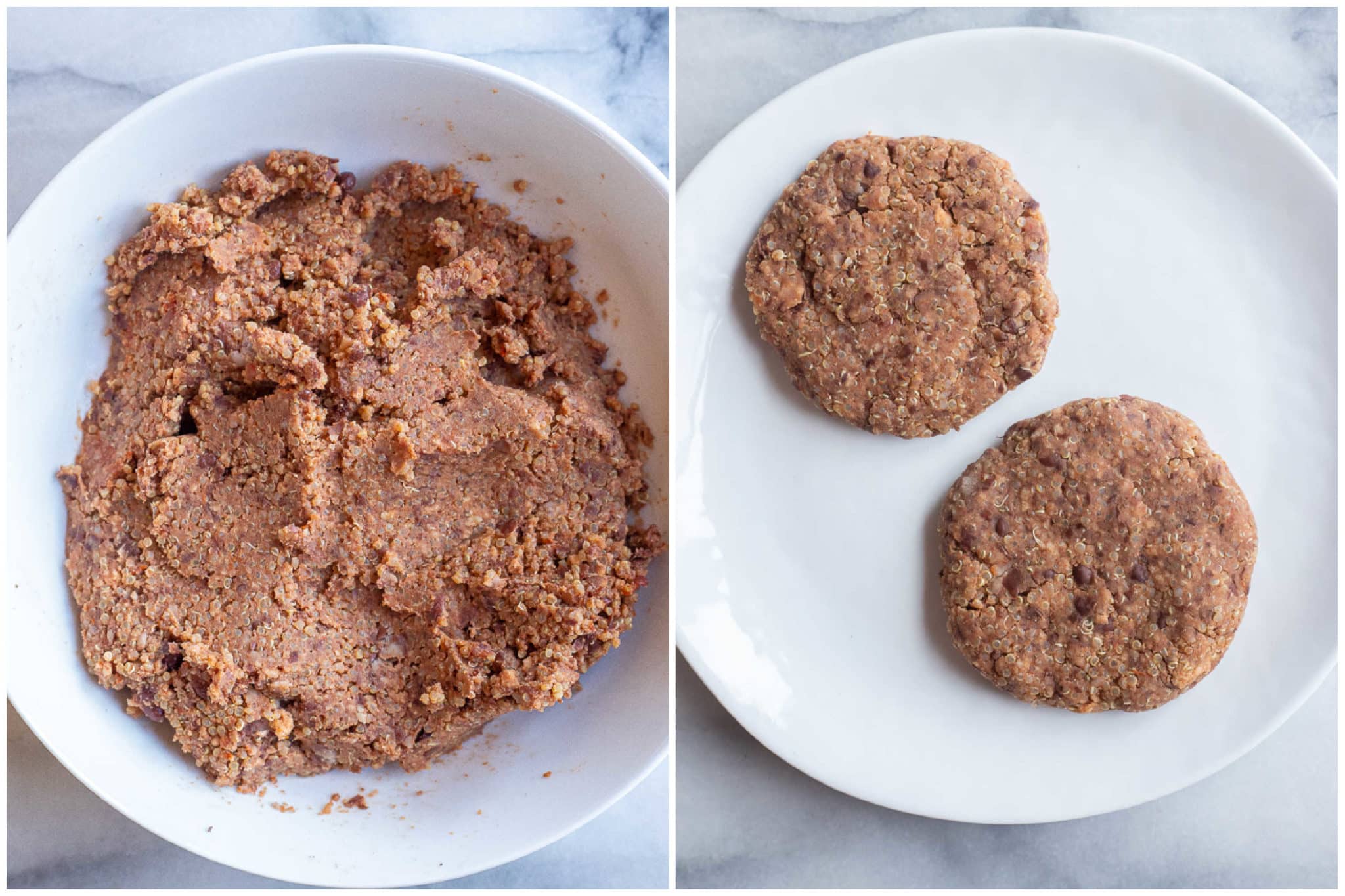 black bean burger mixture formed into patties