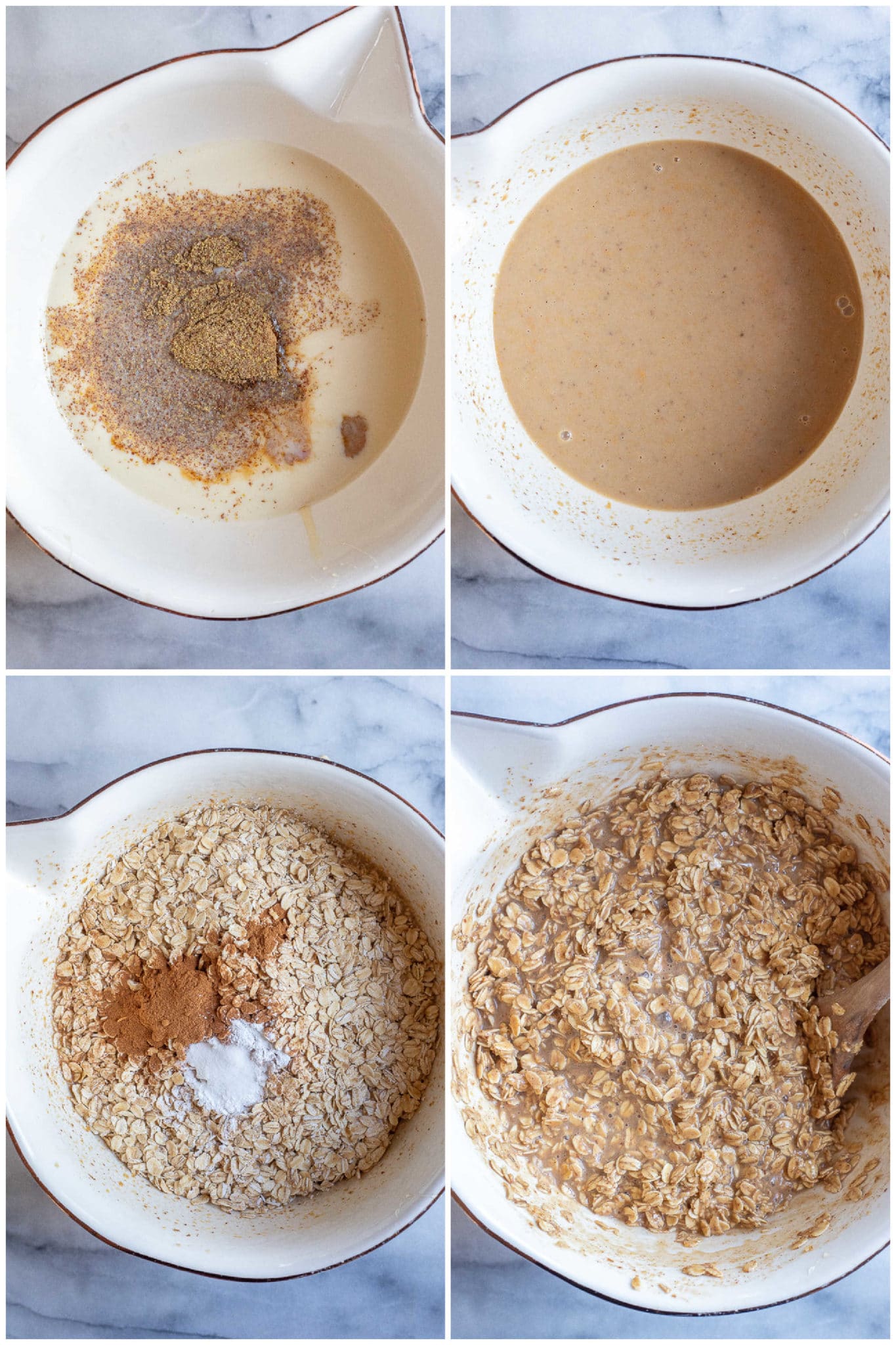 showing how to make peanut butter and honey baked oatmeal