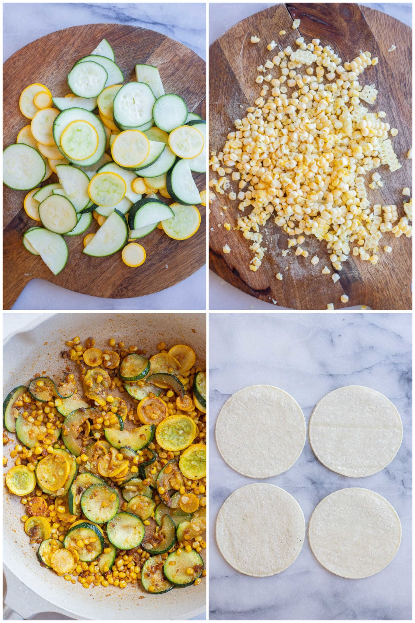 showing how to prepare the corn and zucchini with seasonings
